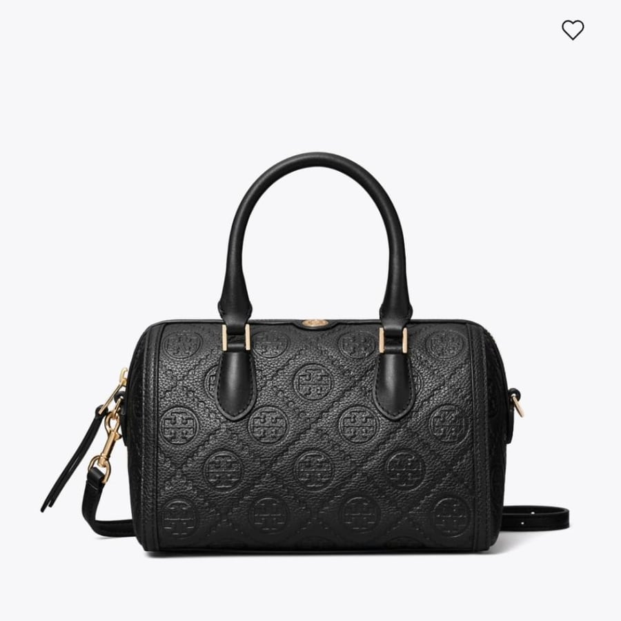 شنطه توري بورش بوتيك T MONOGRAM PEBBLED PETITE BARREL BAG