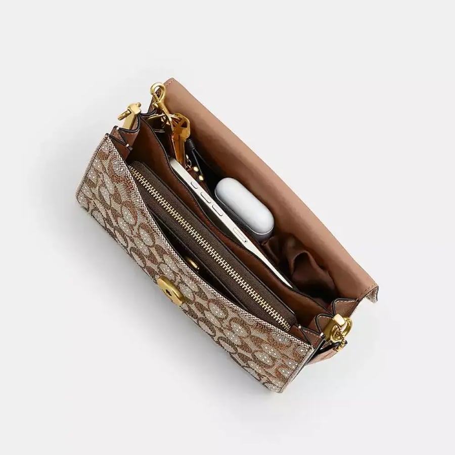 شنطه كوتش مقاس ٢٦ Tabby Medium Crystal Signature Jacquard Shoulder Bag 26