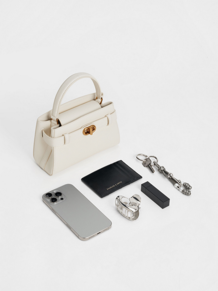 تشارلز اند كيت - Aubrielle Canvas Two-Tone Top Handle Bag  - Small
