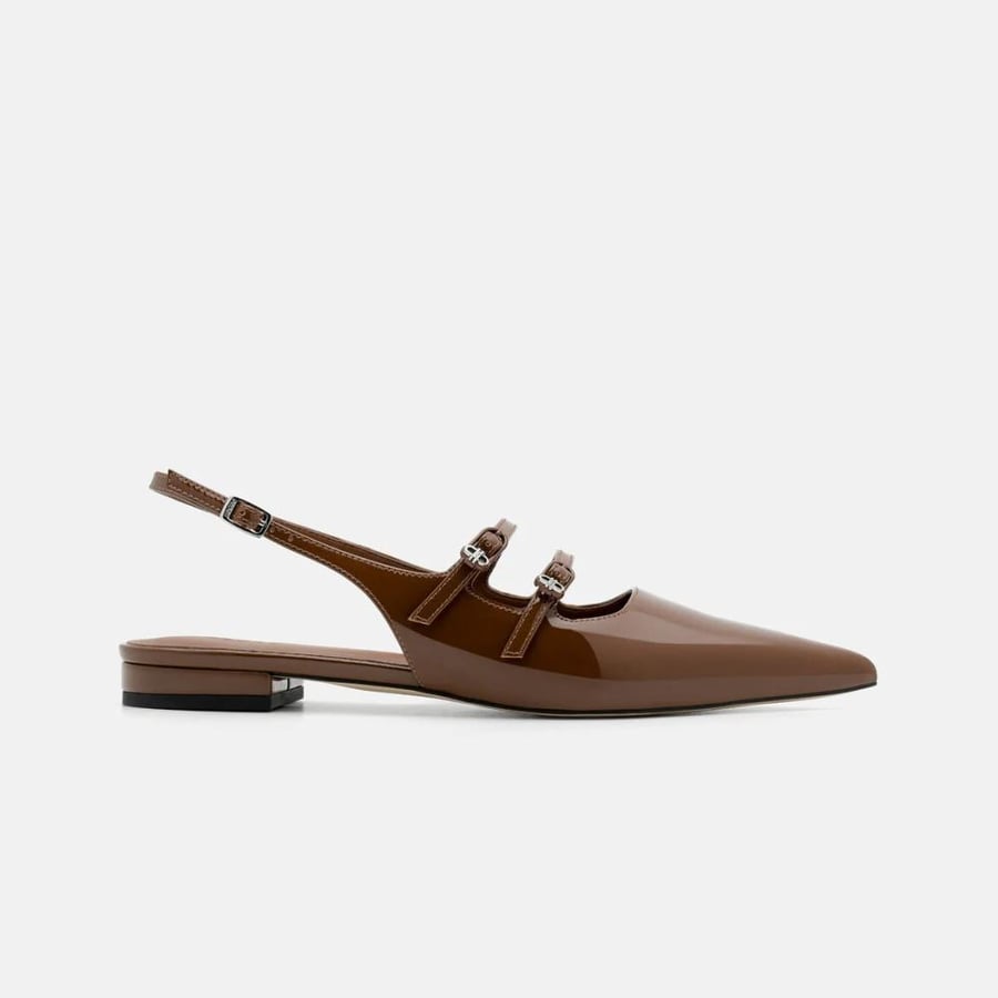حذاء بيدرو Patent Leather Slingback Ballerina Flats