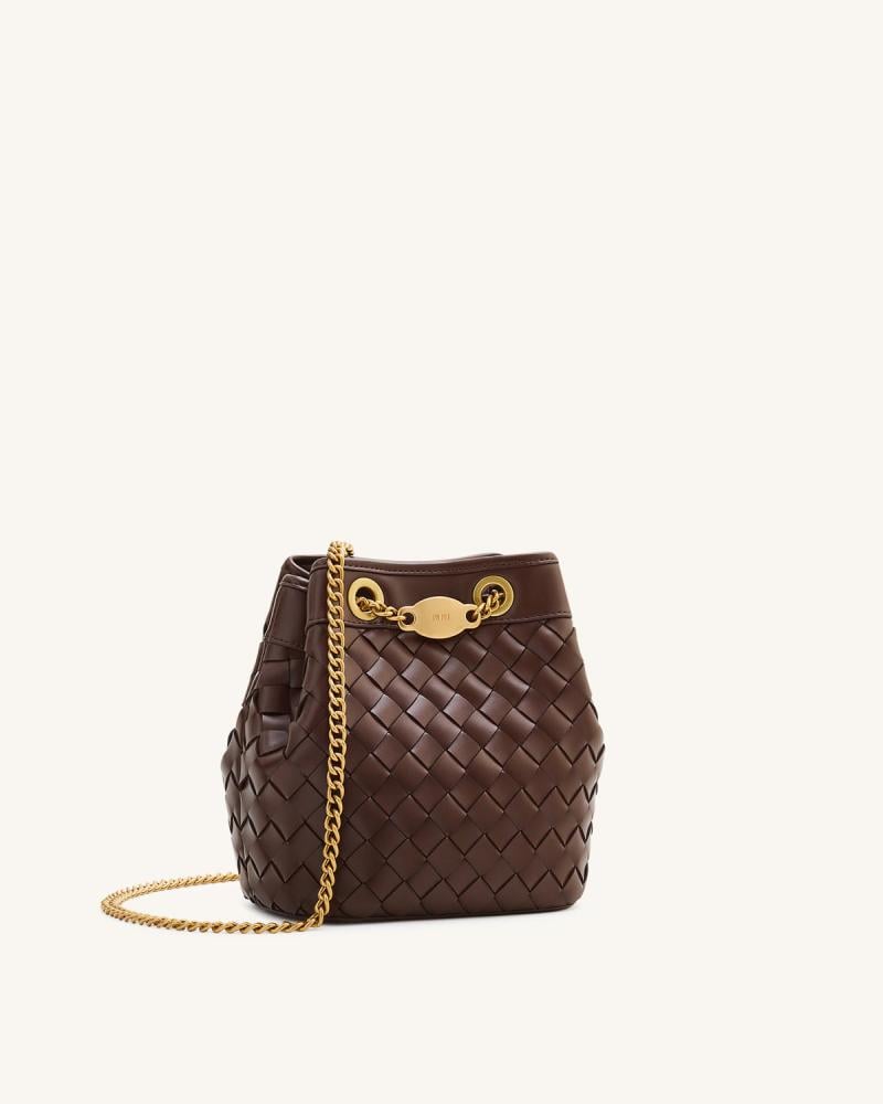 Jw -Yara Hand-Woven Bucket Bag - Dark Brown