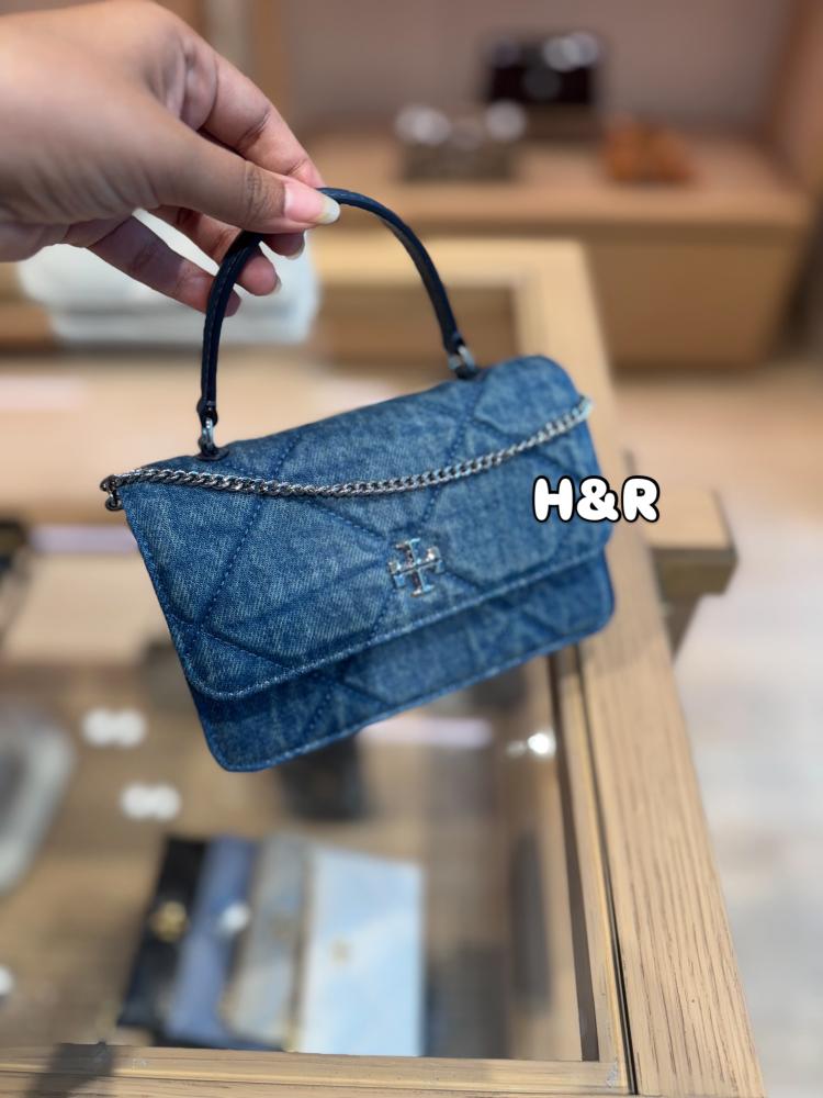 شنطه توري بورش MINI KIRA DIAMOND QUILT DENIM TOP-HANDLE CROSSBODY