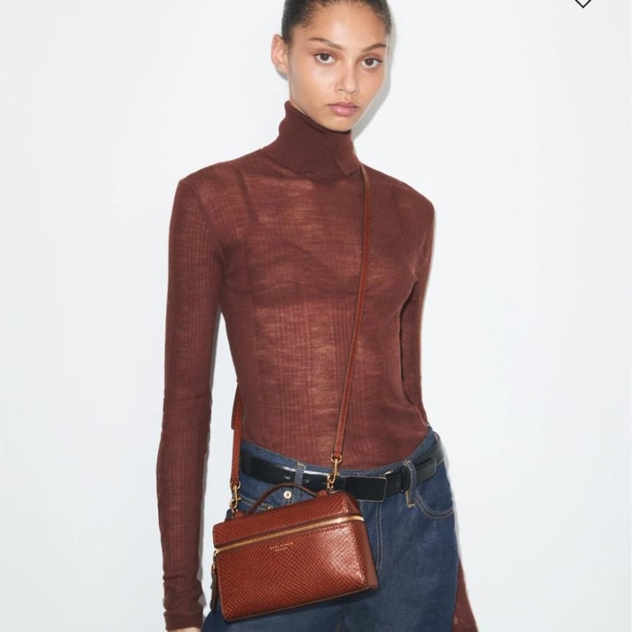 شنطه توري بورش ROMY SNAKE-EMBOSSED SLIM TOP HANDLE