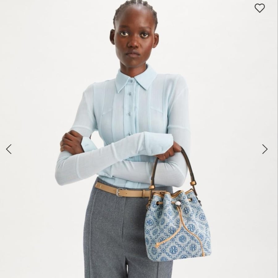 حقيبه توري بورش T MONOGRAM DENIM BUCKET BAG