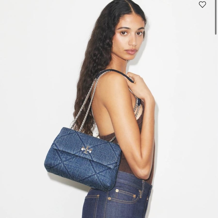 حقيبة توري بورش SMALL KIRA DIAMOND QUILT DENIM SHOULDER BAG