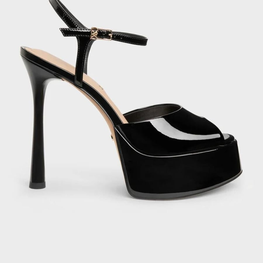 كعب تشارلز آند كيث 13 سم Francesca Patent Leather Peep-Toe Platform Heels