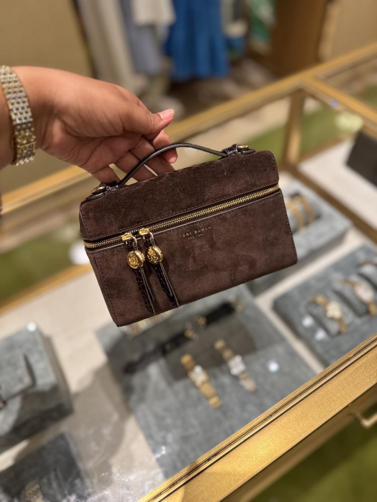 شنطه توري بورش SLIM ROMY SUEDE TOP HANDLE BAG