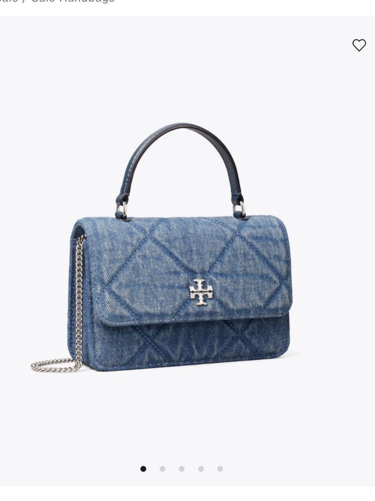 شنطه توري بورش MINI KIRA DIAMOND QUILT DENIM TOP-HANDLE CROSSBODY