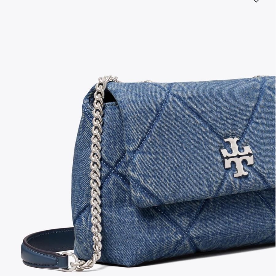حقيبة توري بورش SMALL KIRA DIAMOND QUILT DENIM SHOULDER BAG