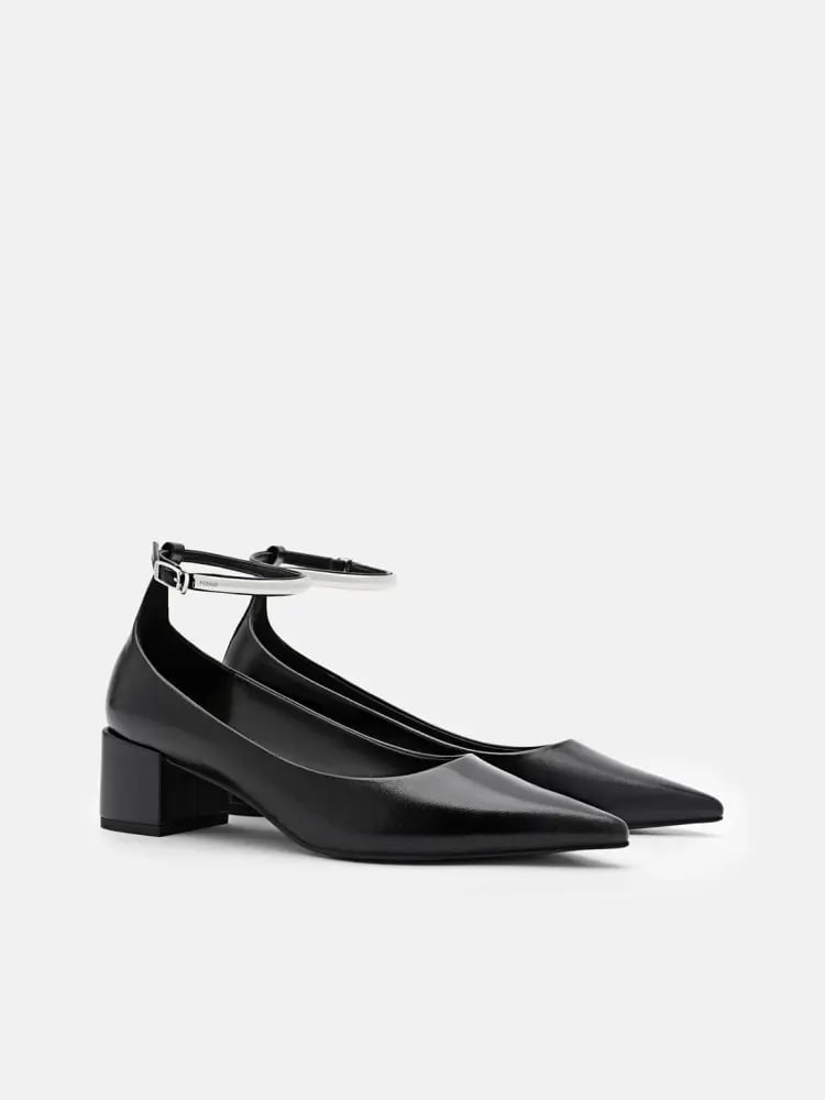 كعب بيدرو 4.5 سم lia Leather Heel Pumps