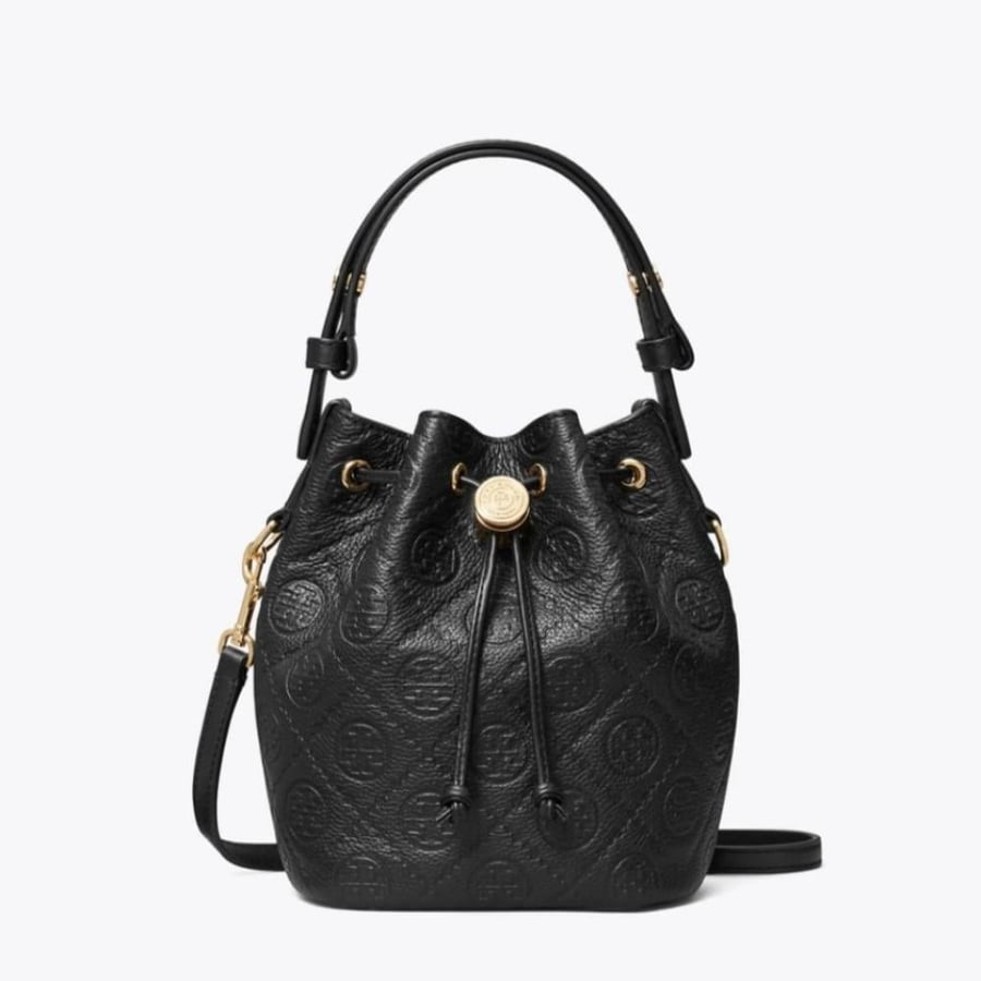 حقيبه توري بورش ميني T MONOGRAM PEBBLED MINI BUCKET BAG