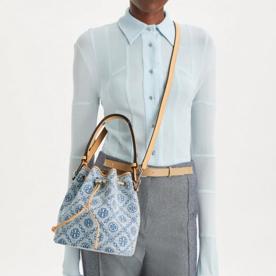 حقيبه توري بورش T MONOGRAM DENIM BUCKET BAG