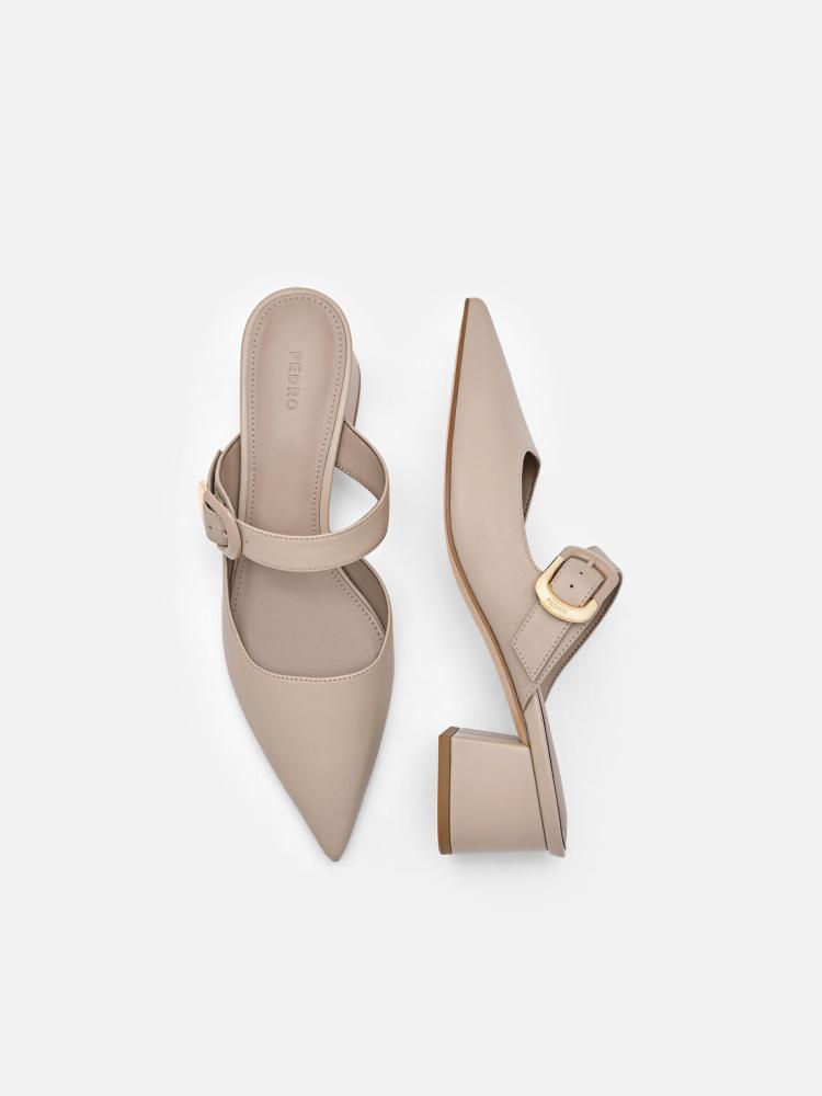حذاء بيدرو كعب 4.5 سم Bridget  Leather Heel Mules