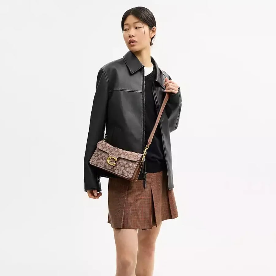 شنطه كوتش مقاس ٢٦ Tabby Medium Crystal Signature Jacquard Shoulder Bag 26