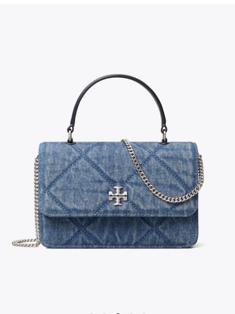 شنطه توري بورش MINI KIRA DIAMOND QUILT DENIM TOP-HANDLE CROSSBODY