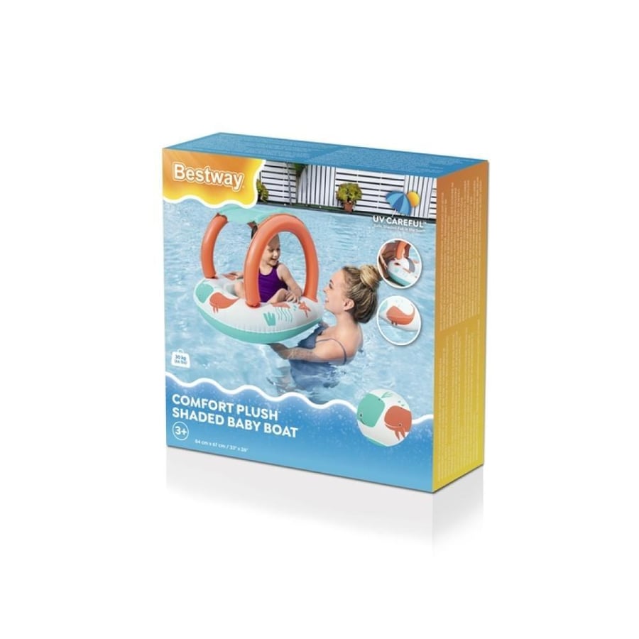 Comfortable children's boat with shade for sun protection 84 cm x 61 cm – Bestway Comfort Plush Shaded Baby Boat