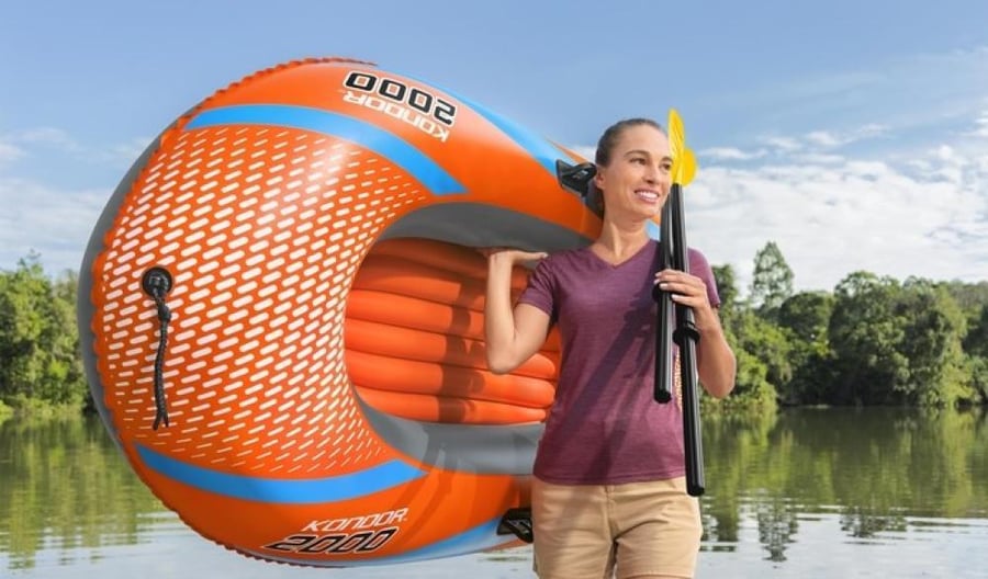 Kondor 2000 inflatable boat with oars 1.85m × 1.04m – Bestway Kondor 2000 Raft Set
