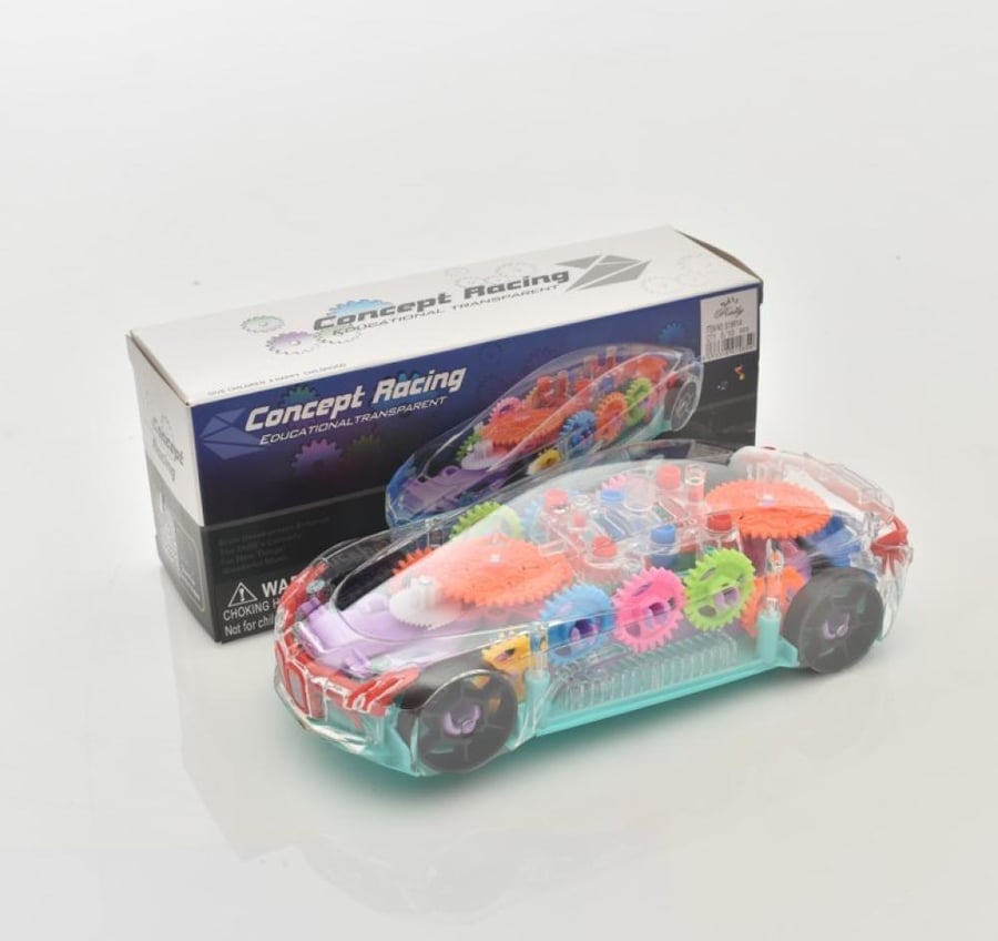 Transparent car with gears