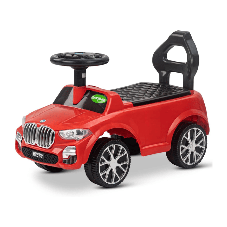 A children's car with parent control steering