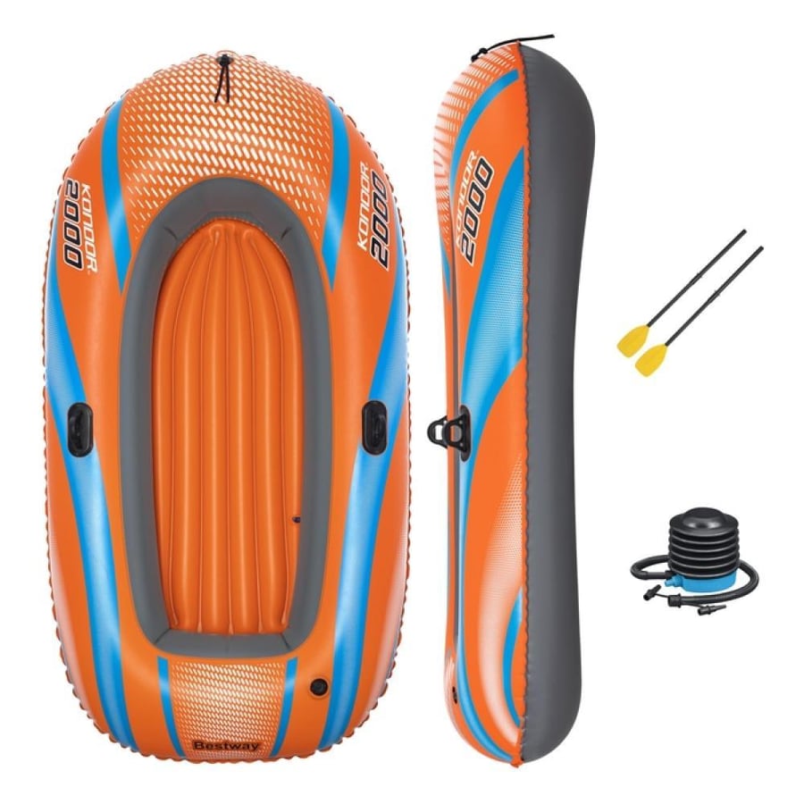 Kondor 2000 inflatable boat with oars 1.85m × 1.04m – Bestway Kondor 2000 Raft Set