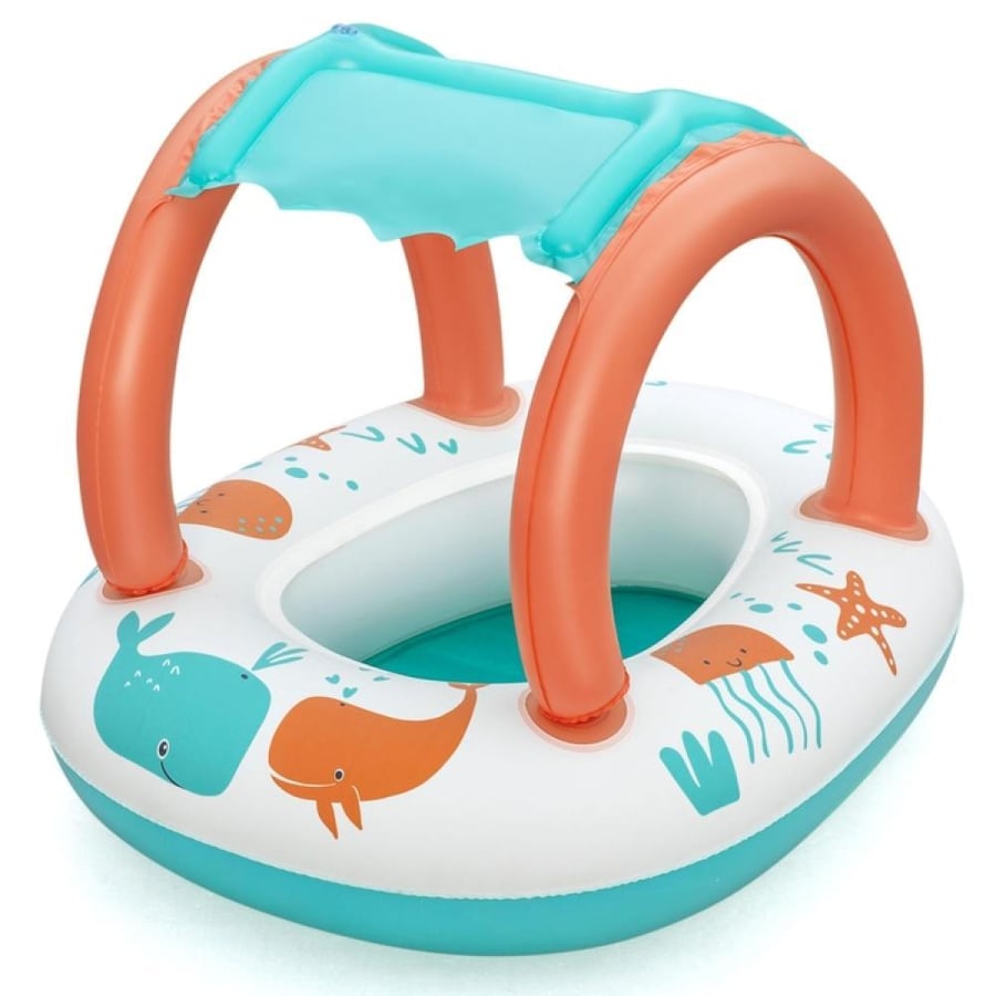 Comfortable children's boat with shade for sun protection 84 cm x 61 cm – Bestway Comfort Plush Shaded Baby Boat