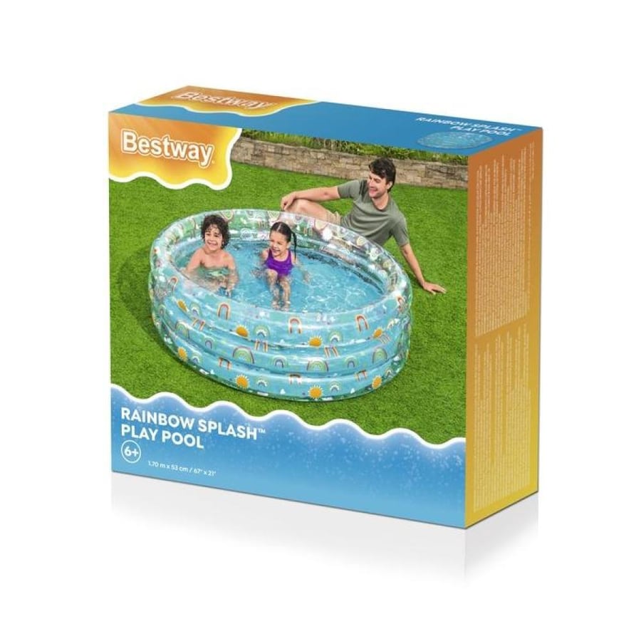 Children's pool with rainbow and clouds design, inflatable - immerse yourself in a world of colors!