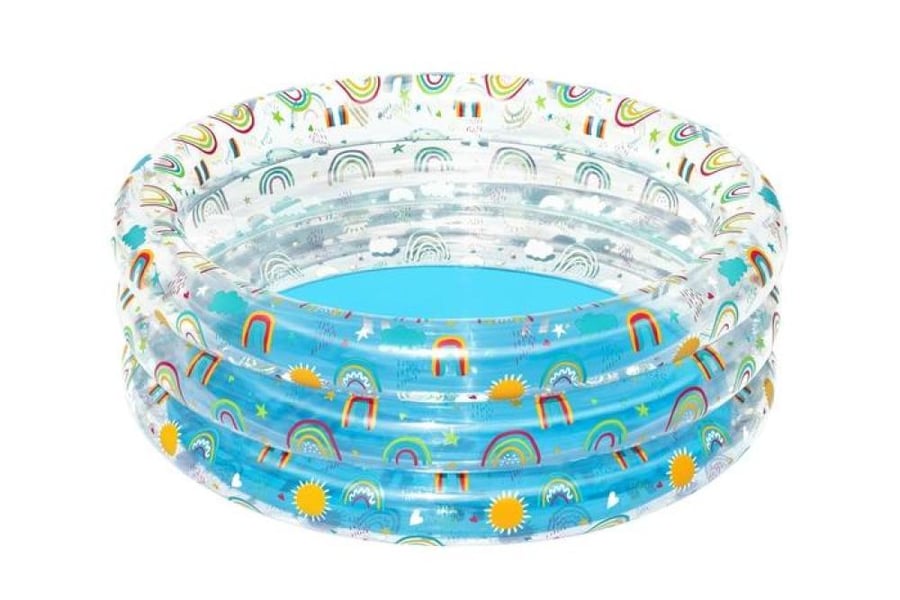 Children's pool with rainbow and clouds design, inflatable - immerse yourself in a world of colors!