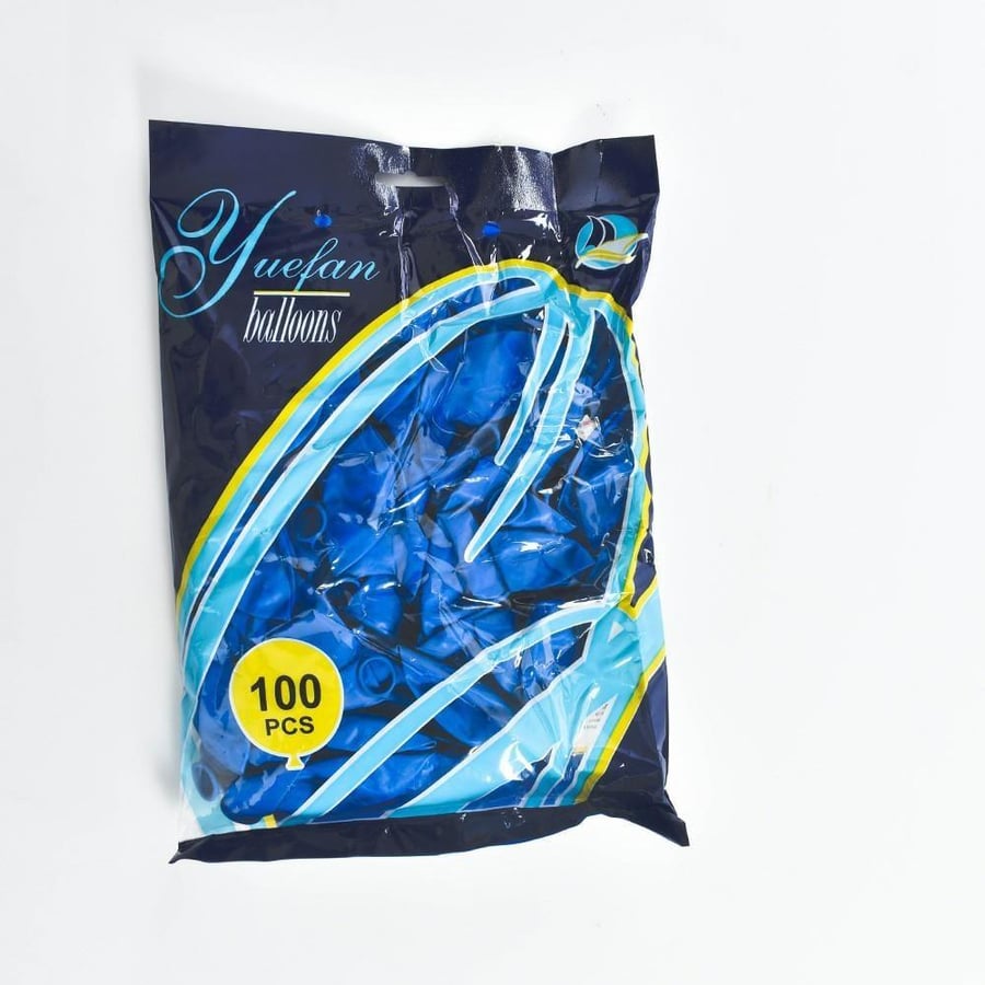 A blue balloon bag containing 100 balloons