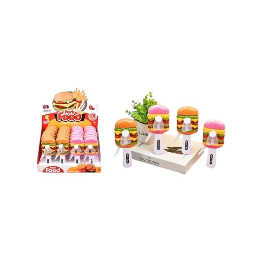 Handheld fan in the shape of a burger or macaron.. 24 pieces