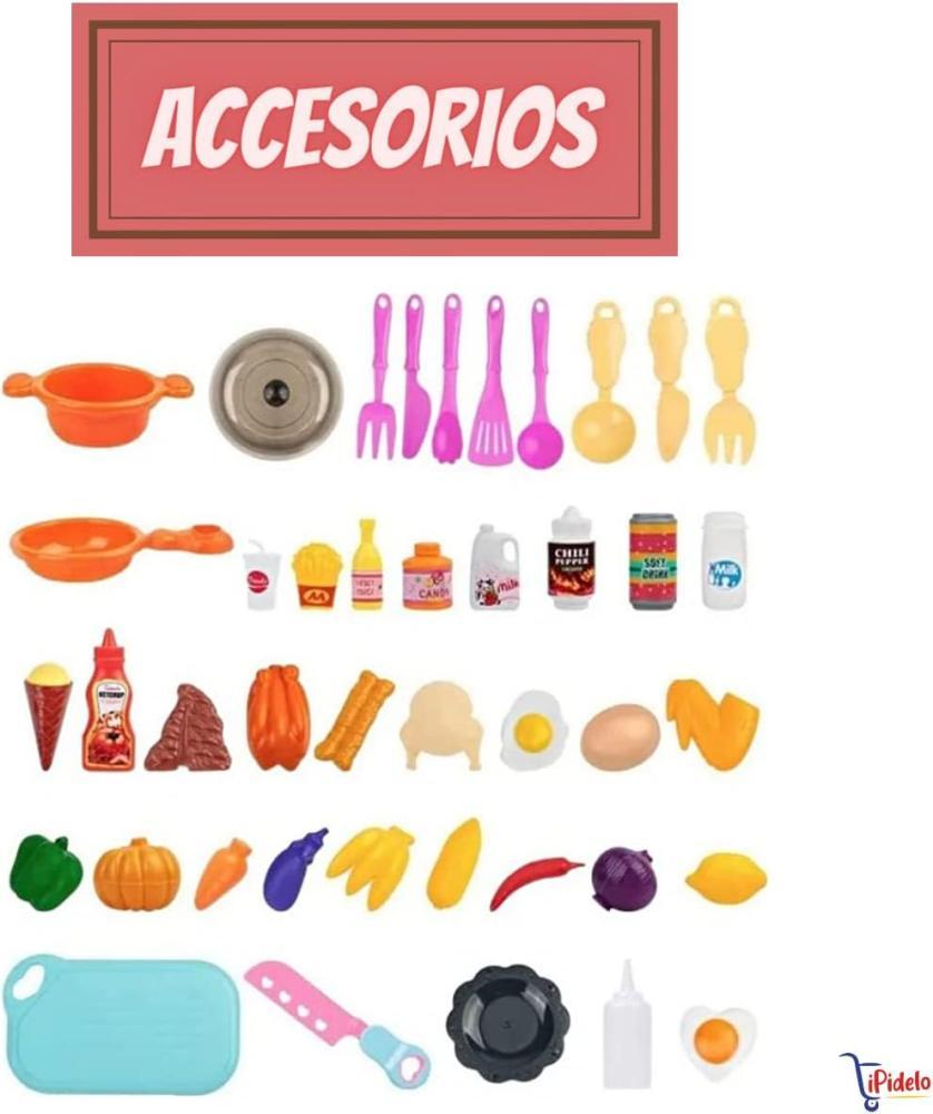 Kitchen set equipped with lighting, sound, and water