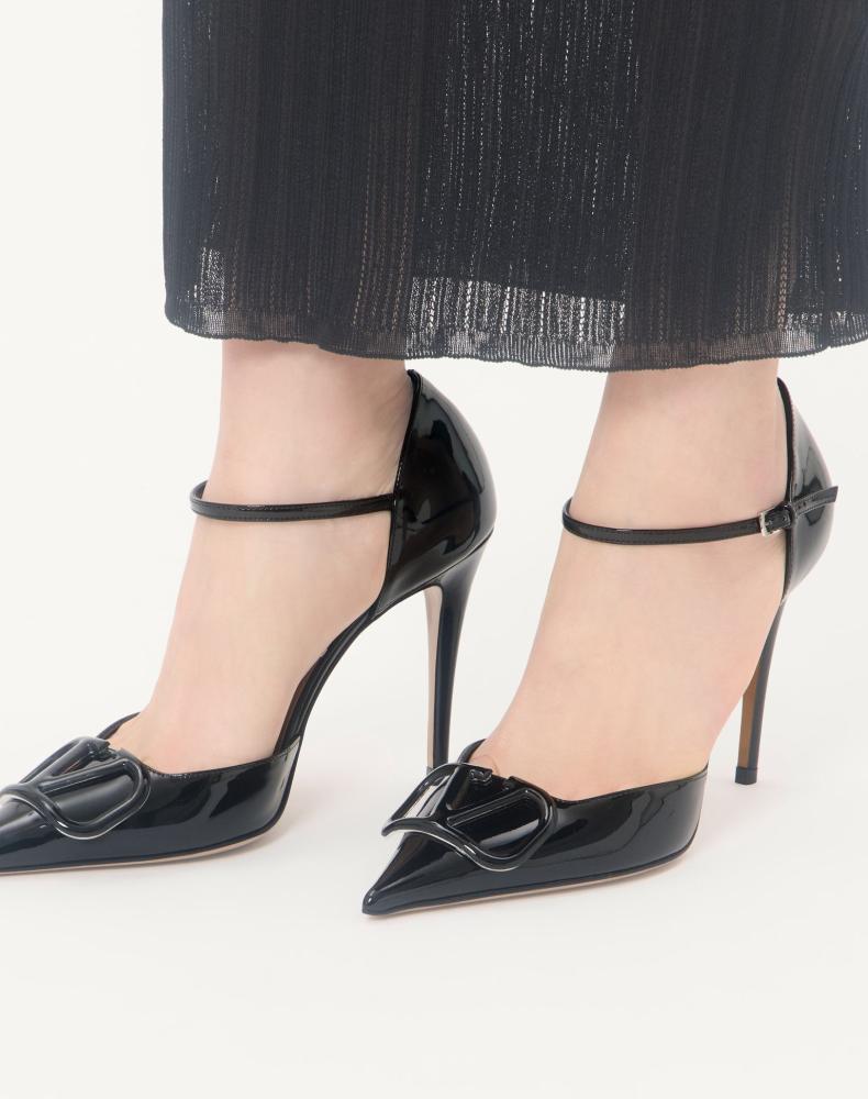 كعب فالنتينو VLogo Signature D'Orsay Patent Leather Pumps 100Mm