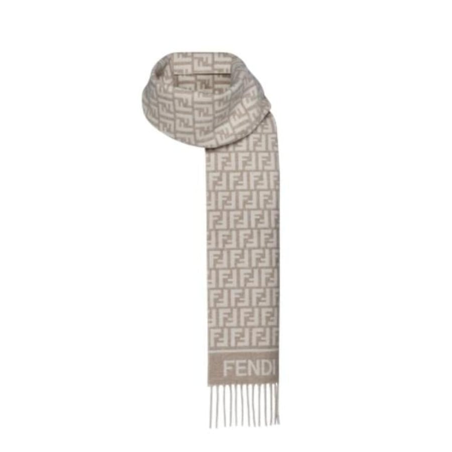 وشاح فندي FF Scarf Beige wool and cashmere scarf