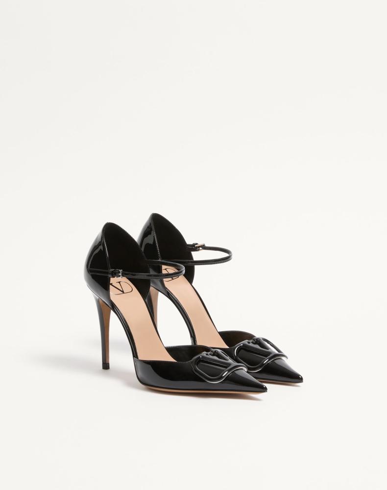 كعب فالنتينو VLogo Signature D'Orsay Patent Leather Pumps 100Mm