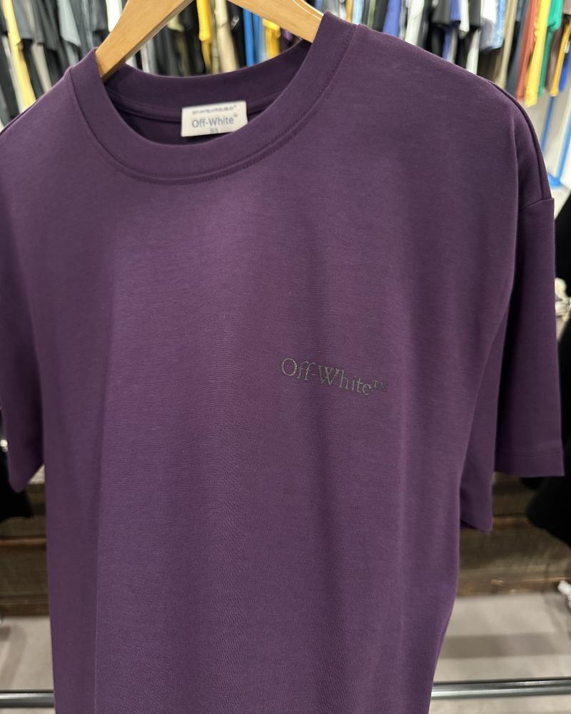 Dark purple Off-White T-shirt with a black logo