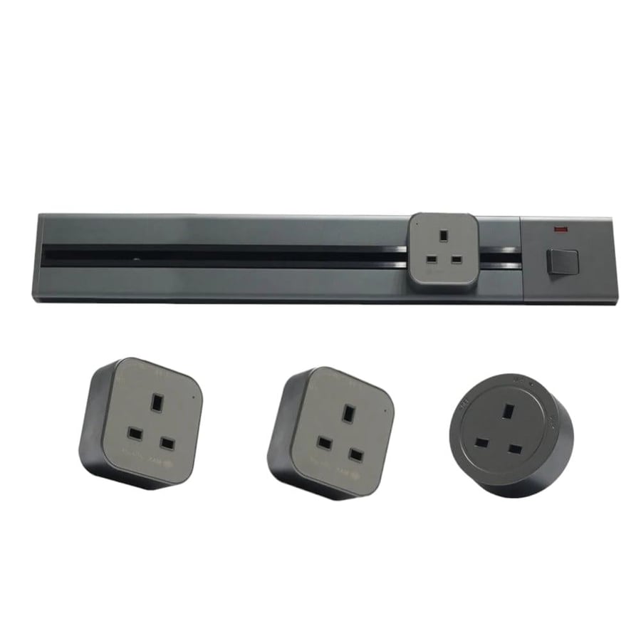 Electrical conduit path set 80 cm with 5 electrical outlets, gray color