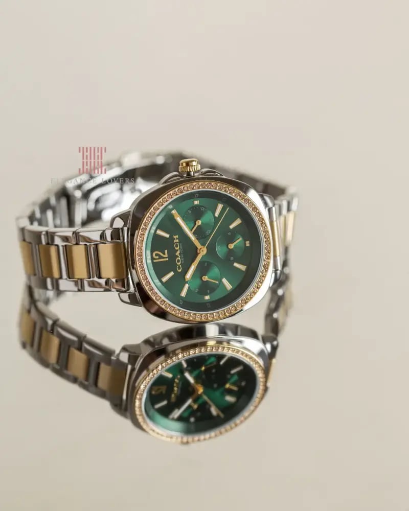 ساعة نسائية ماركة كوتش Kitt Chronograph Two Tones Green Dial