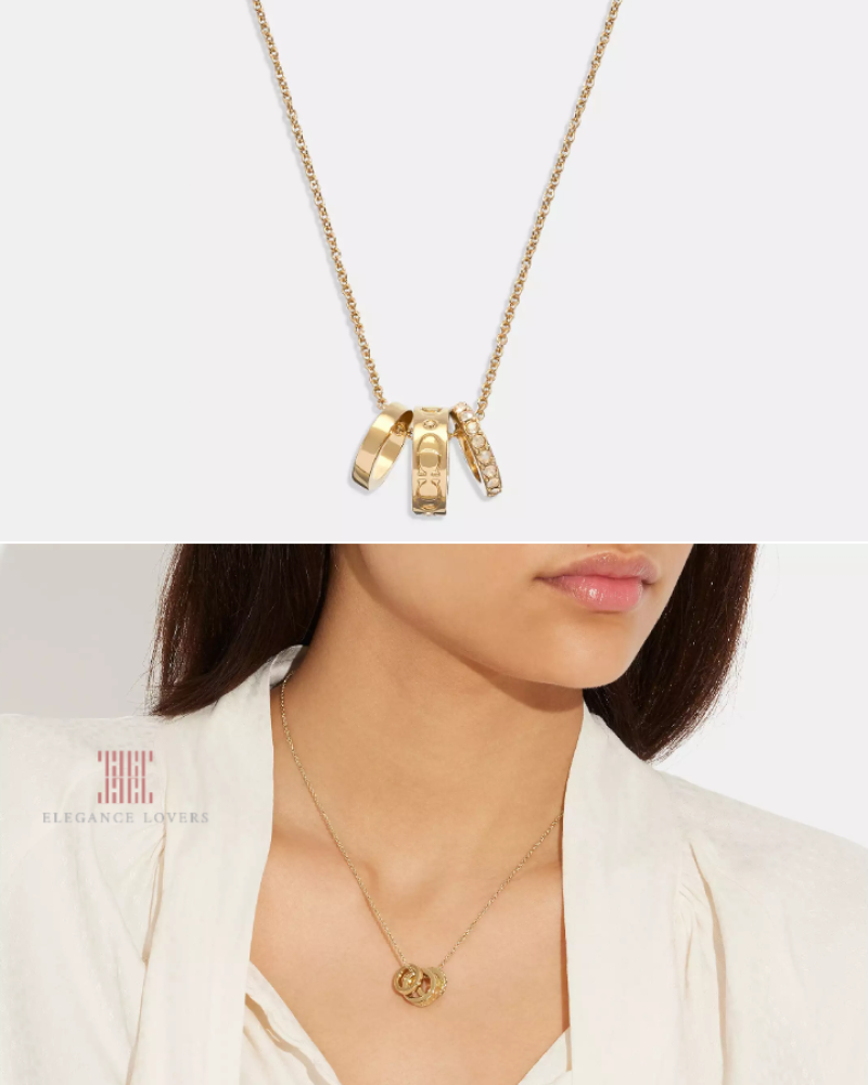 سلسال كريستال مطلي ذهب ماركة كوتش Signature Rondell Necklace
