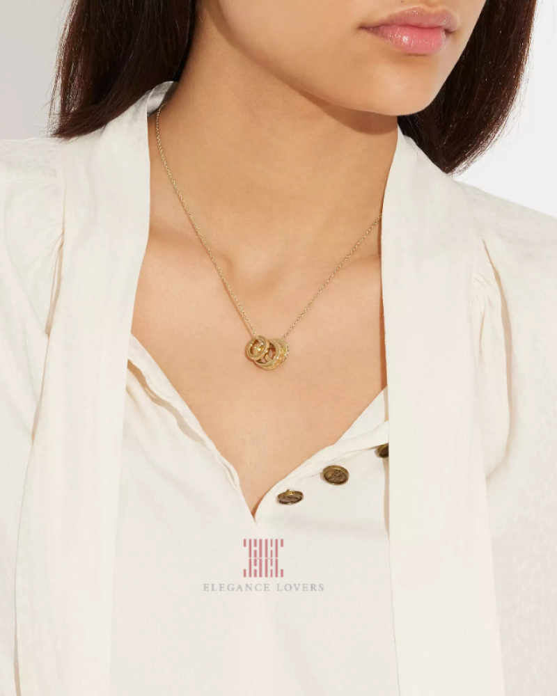 سلسال كريستال مطلي ذهب ماركة كوتش Signature Rondell Necklace