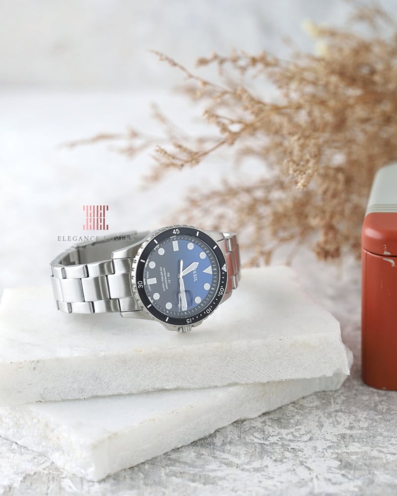 ساعة رجالية ماركة فوسيل - FS6038 Silver Blue Dial