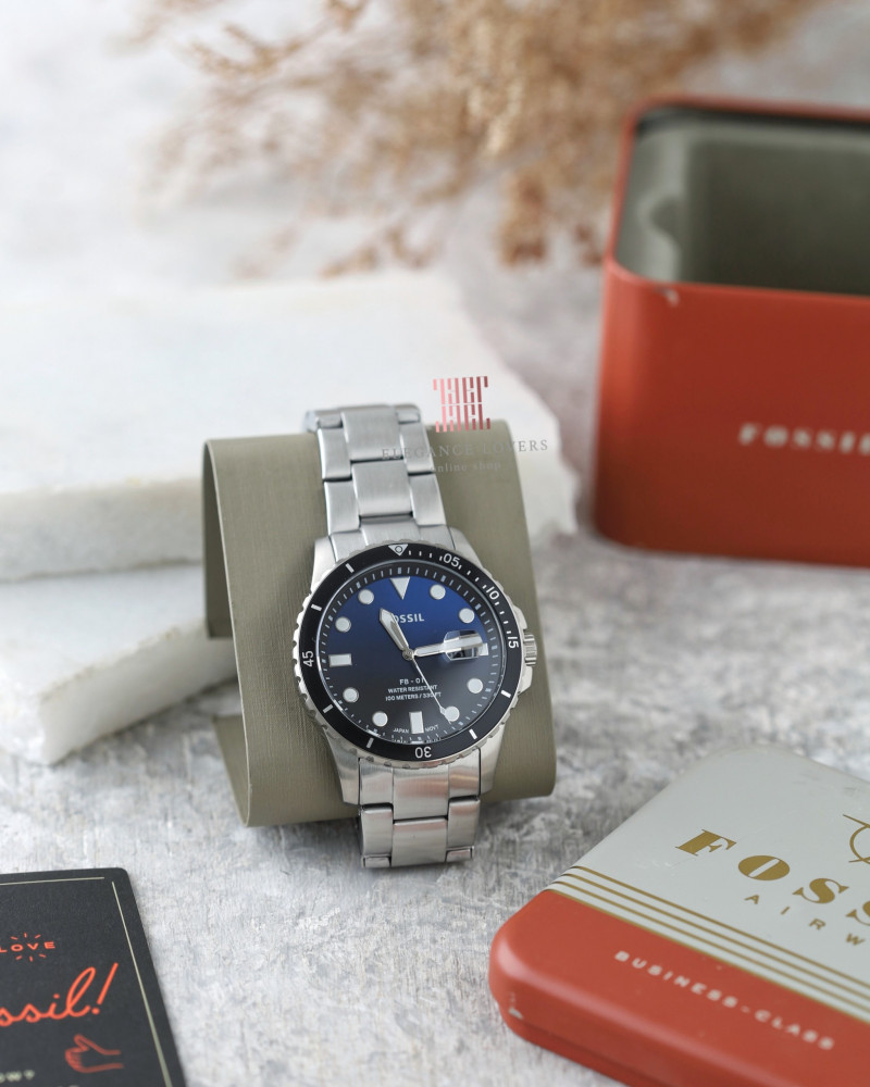 ساعة رجالية ماركة فوسيل - FS6038 Silver Blue Dial
