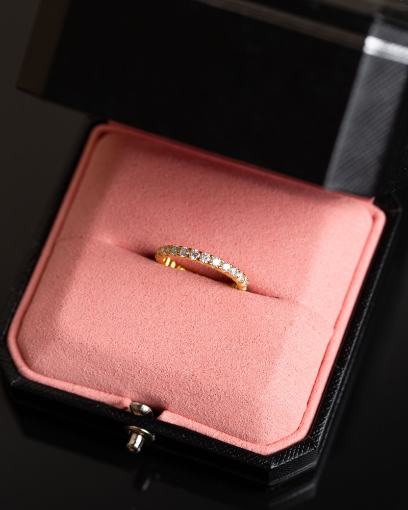 Silver ring Gold Eternity plated gold studded with moissanite stone brand Elegance Lovers