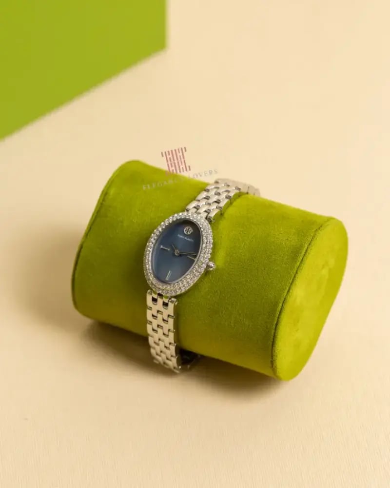 ساعة نسائية ماركة توري بورش Silver Oval Blue Dial TBW6040