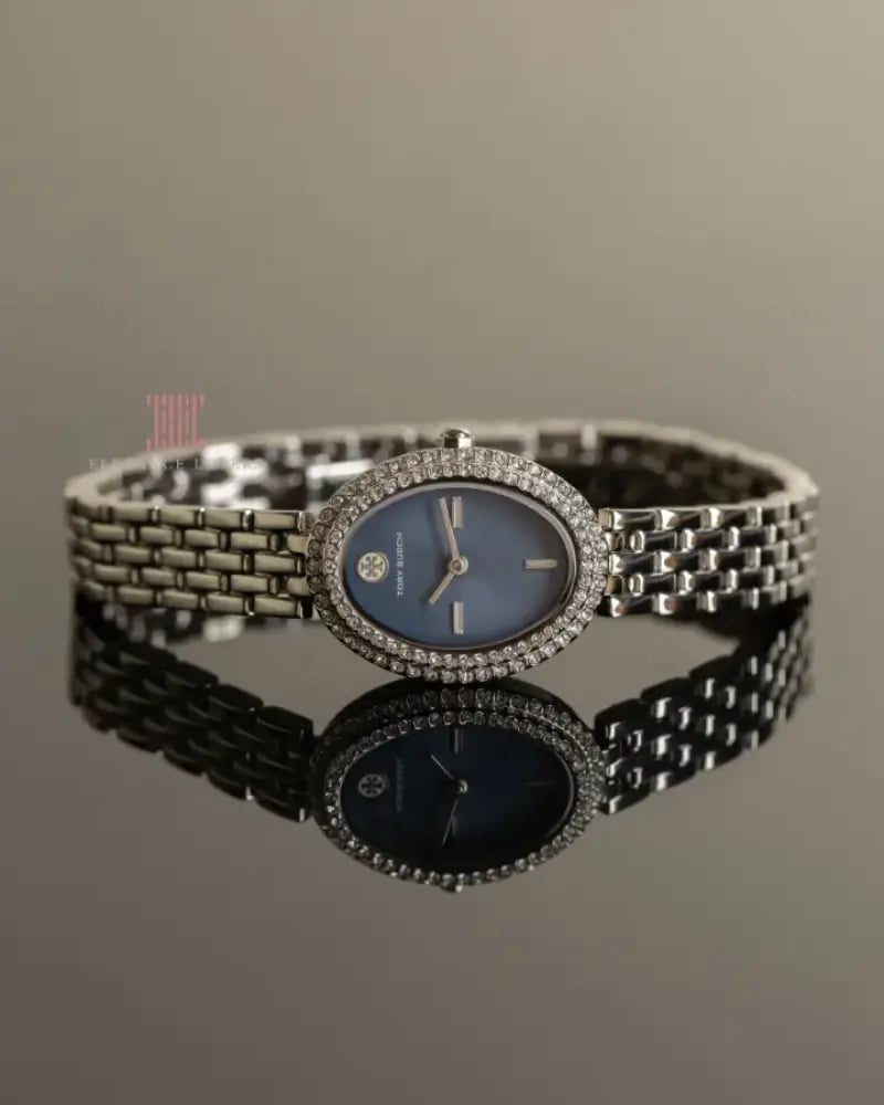 ساعة نسائية ماركة توري بورش Silver Oval Blue Dial TBW6040