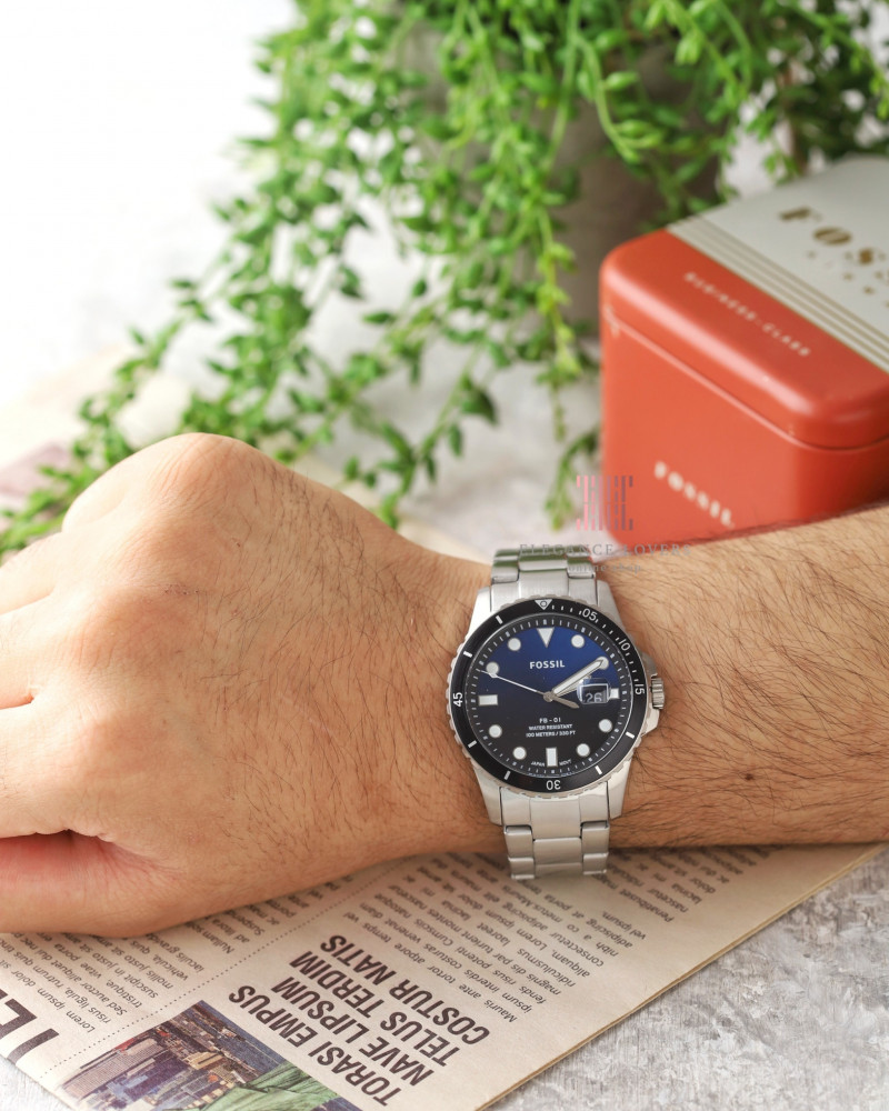 ساعة رجالية ماركة فوسيل - FS6038 Silver Blue Dial