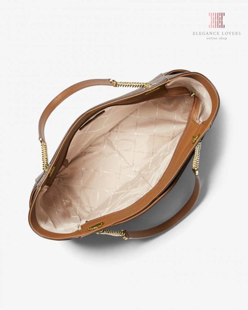 شنطة كتف ماركة مايكل كورس - MK Brown Signature Tote