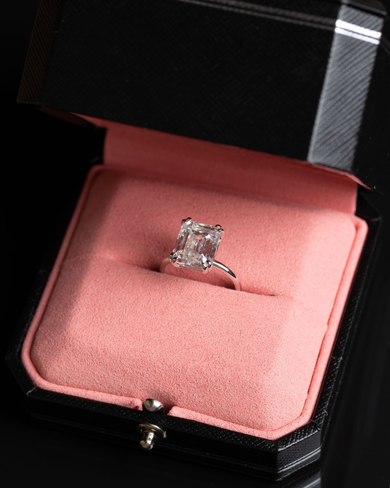 Silver ring White Emerald plated gold studded with moissanite stone brand Elegance Lovers