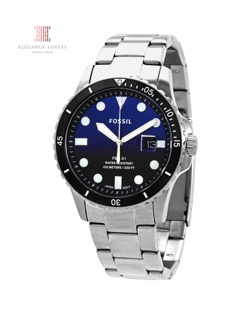 ساعة رجالية ماركة فوسيل - FS6038 Silver Blue Dial