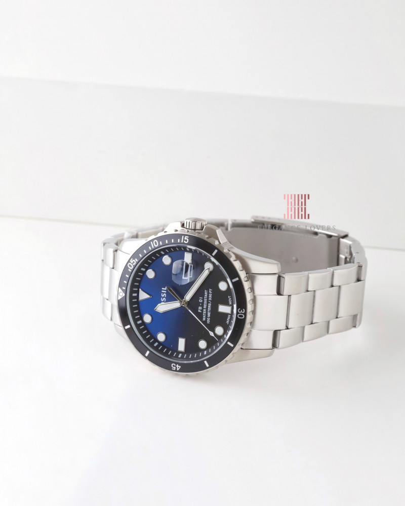 ساعة رجالية ماركة فوسيل - FS6038 Silver Blue Dial