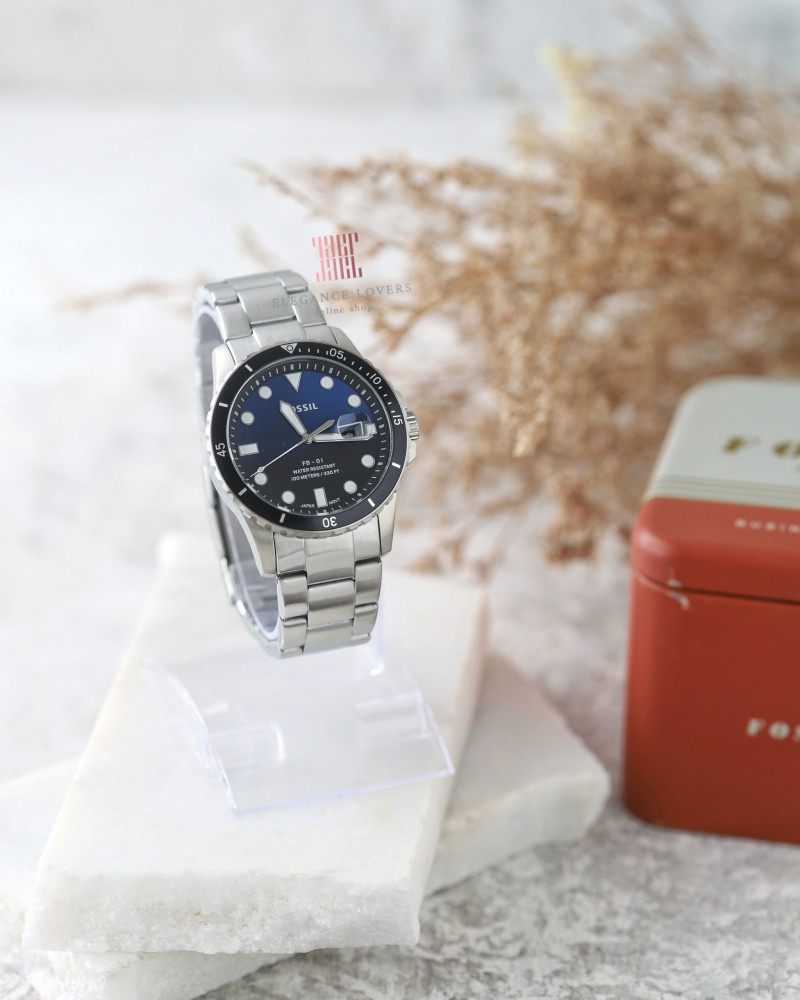 ساعة رجالية ماركة فوسيل - FS6038 Silver Blue Dial