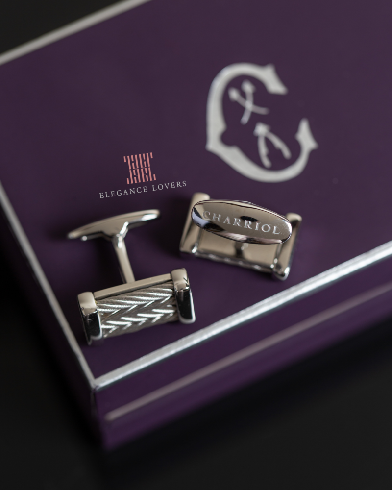 كبك رجالي ماركة شاريول - Celtic Chevron Steel Cufflinks